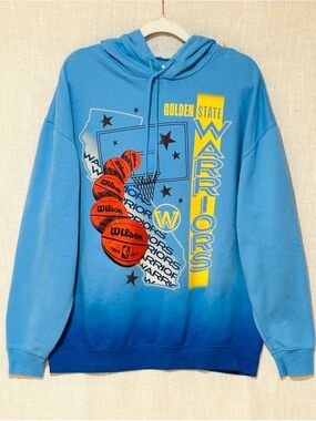 NBA Golden State Warriors Blue Graphic Pullover Hoodie Lg Basketball Streetwear